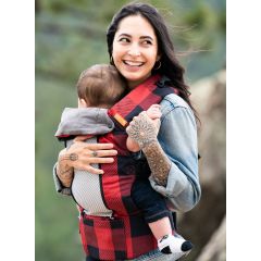 Beco 8 Baby Carrier Buffalo Plaid baby sits in front carry position