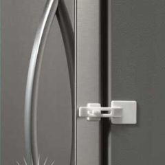 Kidco Adhesive Appliance Lock used on a fridge door