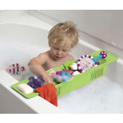 Boy playing in bathtub using Kidco Funtime Bathtub Storage Basket