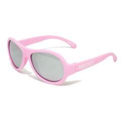 Babiators Aviator Sunglasses Polarized Princess Pink Stylin' Silver Lenses studio angled view
