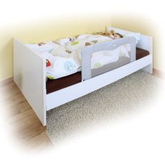 Reer ByMySide Extra Tall Bed Rail used on a single bed frame with mattress keeps child from rolling off the bed