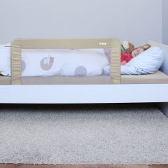 Reer Sleep N Keep Extra Tall & Light Weight Beige Bed Rail 50cm x 100cm used on a single bed with sleeping child