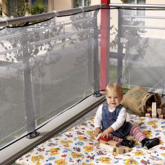 Reer Balcony Net (71743) provides a netting barrier over the railings of the balcony to prevent things from falling off the balcony