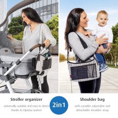 Reer Clip&Go Vario Stroller Diaper Bag with Changing Pad both a stroller organizer and shoulder bag