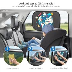Reer TravelKid Sun Car Sunshade no suction cup using electrostatic adhesive