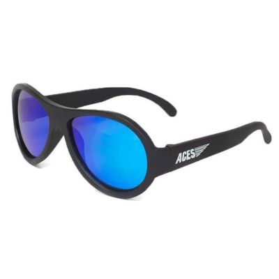 Babiators Aviator Sunglasses Aces Black Ops Black Blue Lenses studio angled view