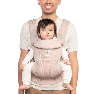 Ergobaby Omni Breeze Baby Carrier Pink Quartz used in forward facing postion by man