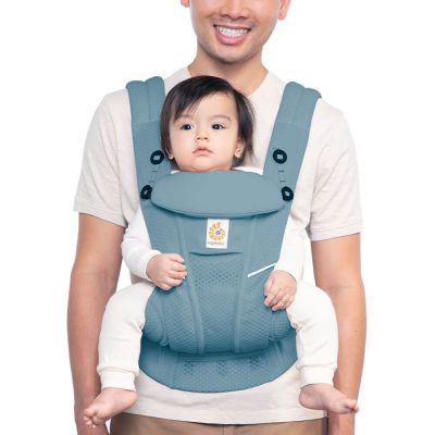 Ergobaby Omni Breeze Baby Carrier Slate Blue used in forward facing postion by man