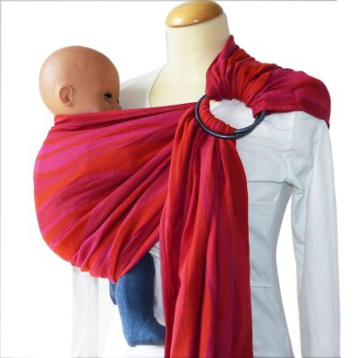 DidySling Waves Garnet Woven Wrap Conversion Ring Sling on Mannequin