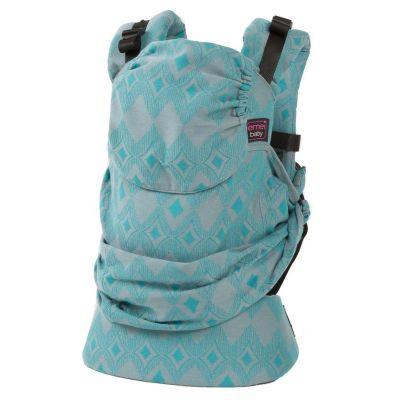 Emei Baby Hybrid Soft Structure Organic Wrap Conversion Baby Carrier Full Ikat Bright Gray Turquoise