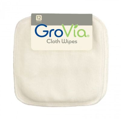 Grovia Cloth Wipes 12pcs Plain Ecru