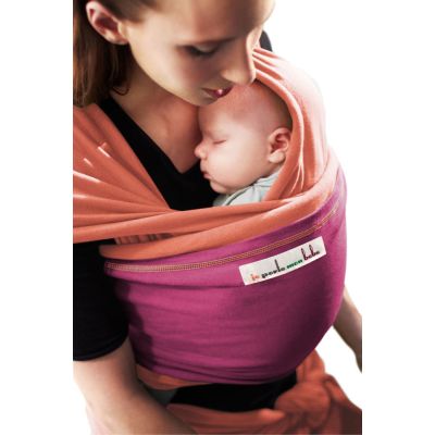 Love Radius Original Baby Wrap Peach/Fuchsia mother with sleeping baby