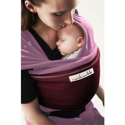 Love Radius Original Baby Wrap Sugar Plum/Burgundy Lady carries her sleeping baby