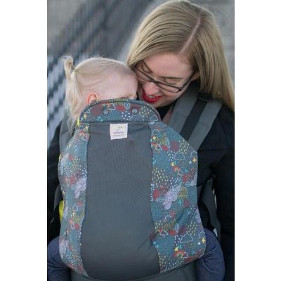 Kinderpack Carrier Daydream with Koolnit used to front carry a toddler