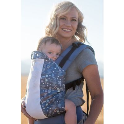 Kinderpack Carrier Enchanted with Koolnit used by mother to front carry toddler