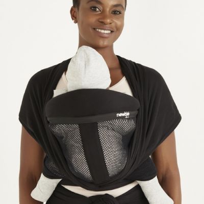 Newbie Love Baby Wrap Premium Mesh Black used to carry a baby in front carry position