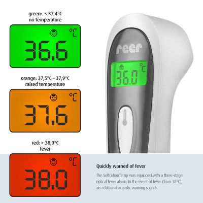 Reer Color SoftTemp 3in1 Contactless Infrared Thermometer with colored backlights
