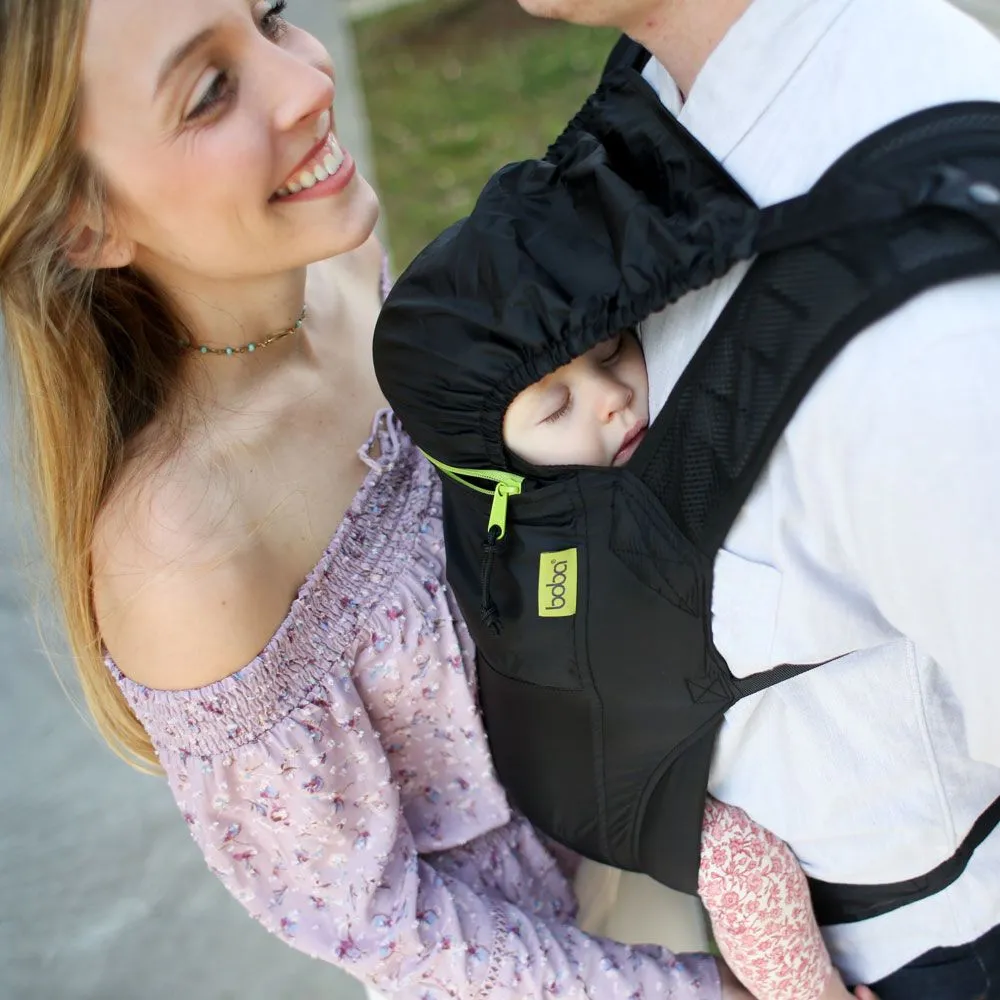 Boba Air Black Ultra Lightweight Baby Carrier using sleeping hood for baby