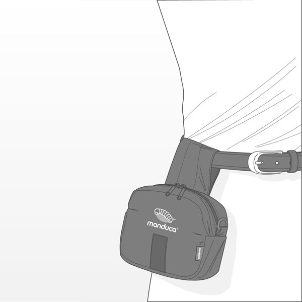 Manduca Carrier Belt Pouch use on a regular waist belt hanging lower