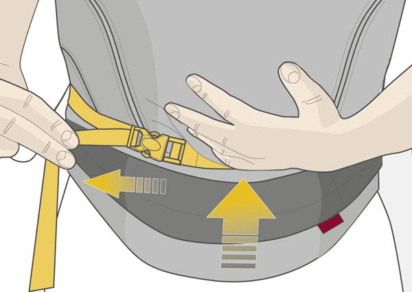 Usage step 4: Tighten the straps one side at a time until the carrier seat is the size you desire